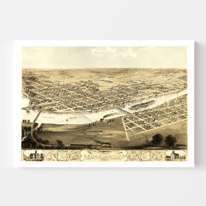 Vintage Map of Cedar Rapids, Iowa 1868