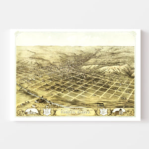Vintage Map of Council Bluffs, Iowa 1868
