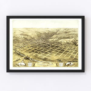 Vintage Map of Council Bluffs, Iowa 1868