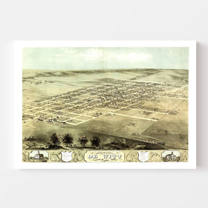 Vintage Map of De Witt, Iowa 1868
