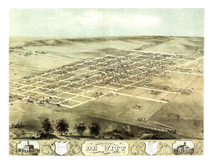 Vintage Map of De Witt, Iowa 1868