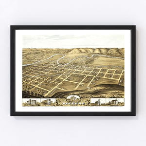 Vintage Map of Decorah, Iowa 1870