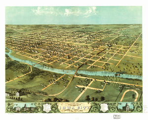 Vintage Map of Iowa City, Iowa 1868