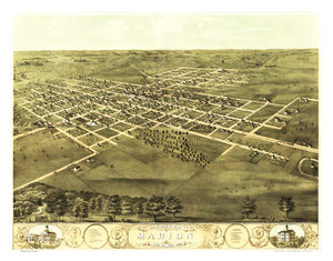 Vintage Map of Marion, Iowa 1868