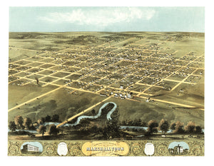 Vintage Map of Marshalltown, Iowa 1868