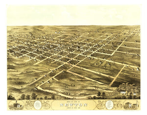 Vintage Map of Newton, Iowa 1868