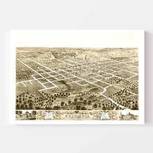 Vintage Map of Columbia, Missouri 1869