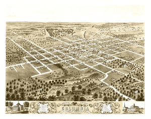 Vintage Map of Columbia, Missouri 1869