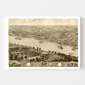Vintage Map of Jefferson City, Missouri 1869