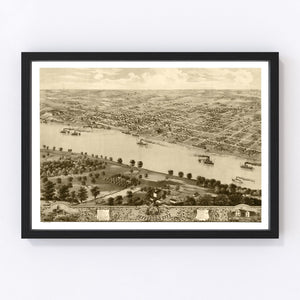 Vintage Map of Jefferson City, Missouri 1869