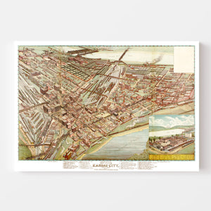 Vintage Map of Kansas City, Missouri 1895
