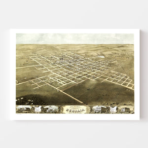 Vintage Map of Sedalia, Missouri 1869