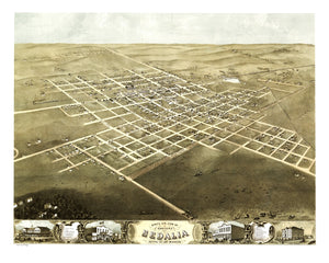 Vintage Map of Sedalia, Missouri 1869