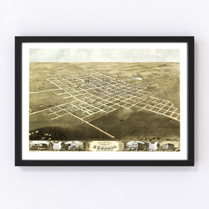 Vintage Map of Sedalia, Missouri 1869