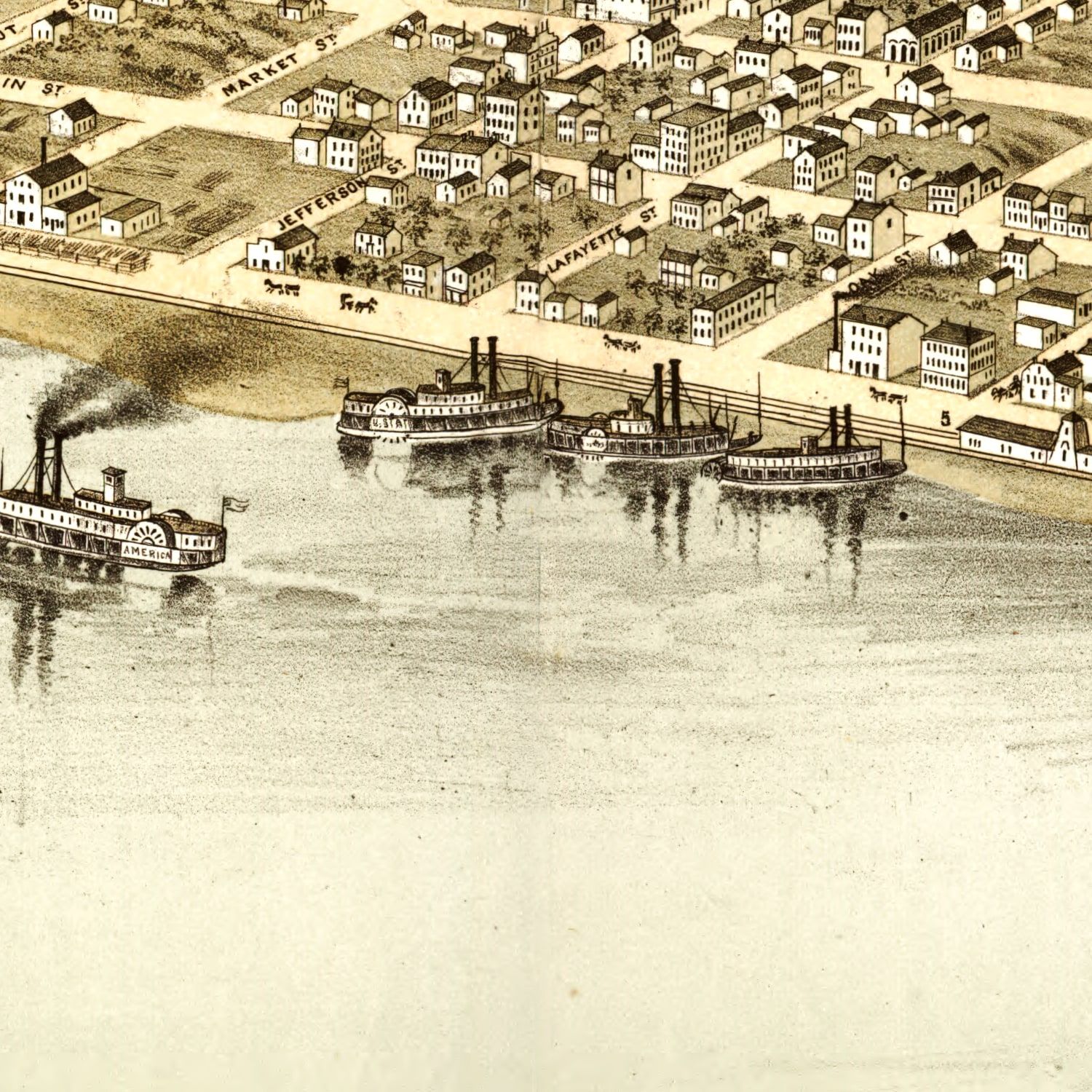 Vintage Map of Washington, Missouri 1869