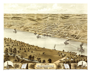 Vintage Map of Washington, Missouri 1869