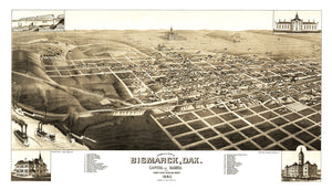 Vintage Map of Bismarck, North Dakota 1883