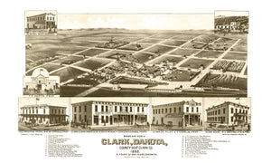 Vintage Map of Clark, South Dakota 1883