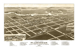 Vintage Map of Flandreau, South Dakota 1883
