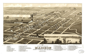 Vintage Map of Madison, South Dakota 1883
