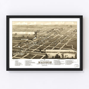Vintage Map of Madison, South Dakota 1883