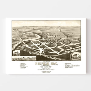 Vintage Map of Redfield, South Dakota 1883