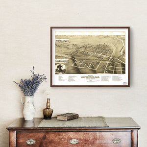 Vintage Map of Watertown, South Dakota 1883