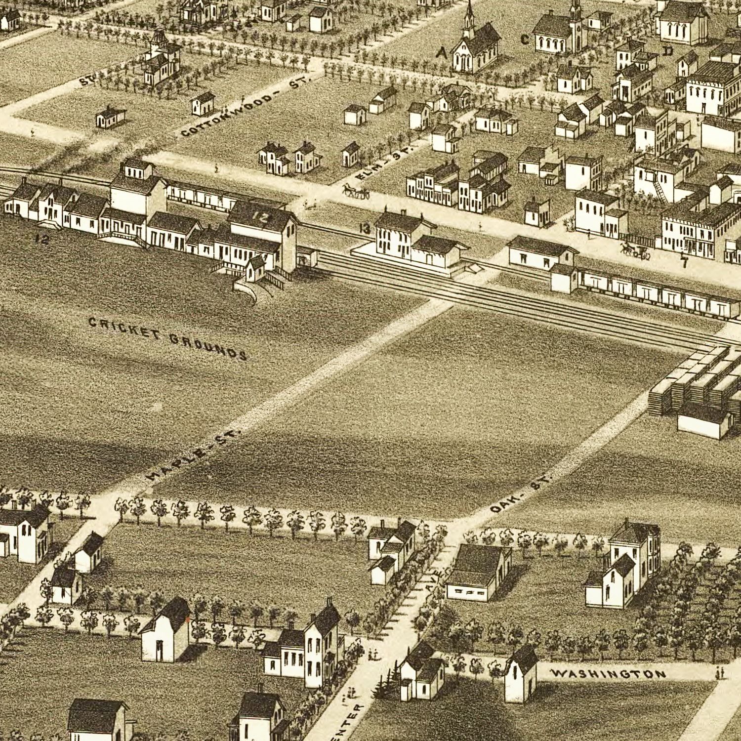 Vintage Map of Watertown, South Dakota 1883