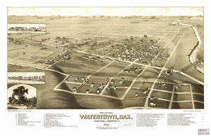 Vintage Map of Watertown, South Dakota 1883