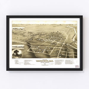 Vintage Map of Watertown, South Dakota 1883