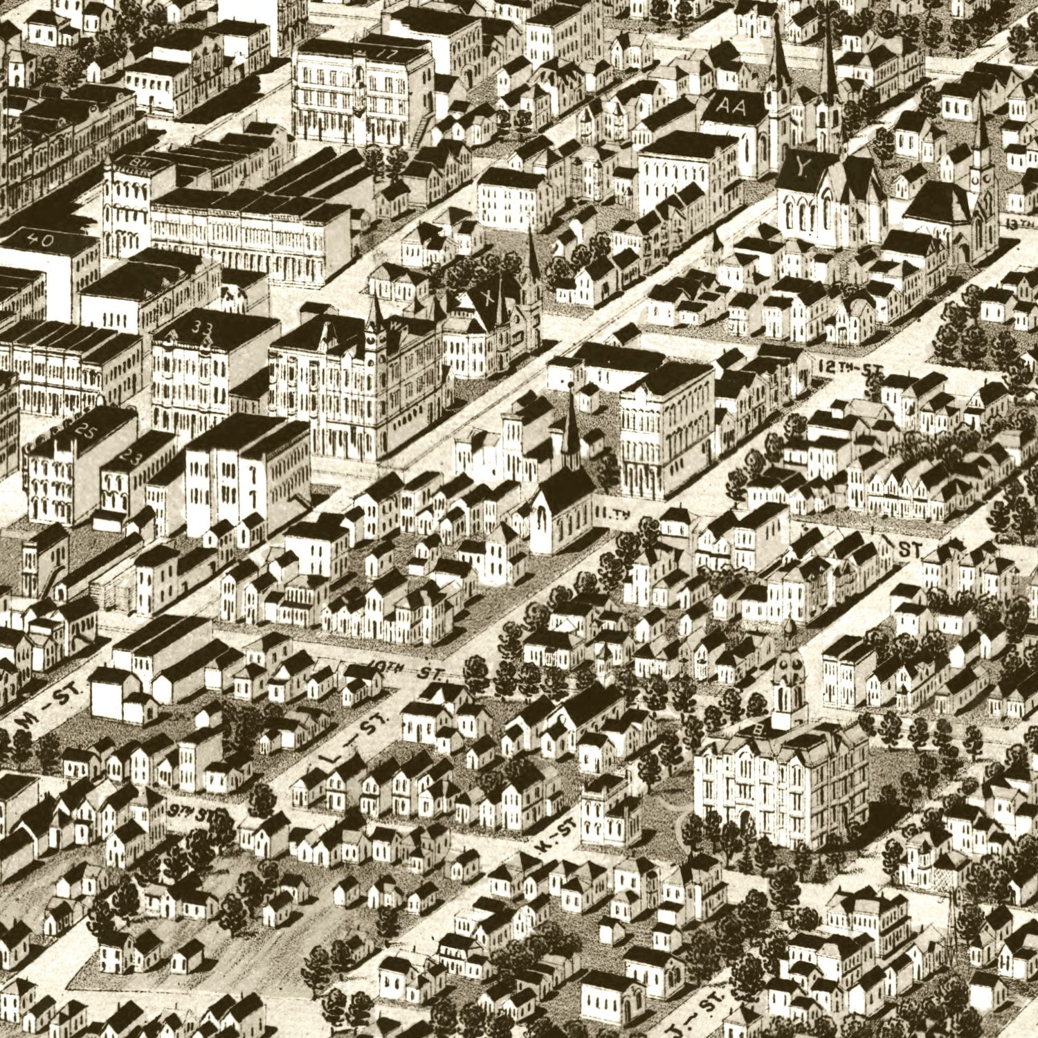 Vintage Map of Lincoln, Nebraska 1889