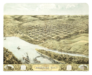 Vintage Map of Nebraska City, Nebraska 1868