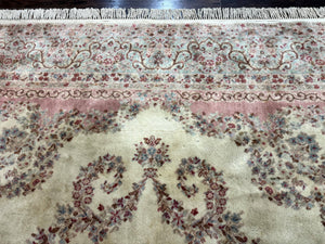 Karastan Rug 8.8 x 12, Pastel Ivory Kirman Rug #784, Wool Karastan Carpet, Original 700 Series, Vintage Karastan Area Rug, Discontinued