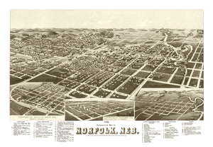 Vintage Map of Norfolk, Nebraska 1889