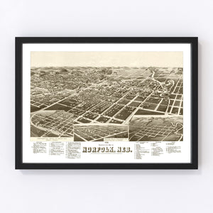 Vintage Map of Norfolk, Nebraska 1889