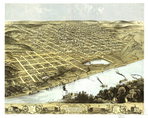 Vintage Map of Omaha, Nebraska 1868