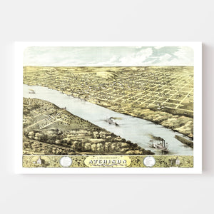 Vintage Map of Atchison, Kansas 1869