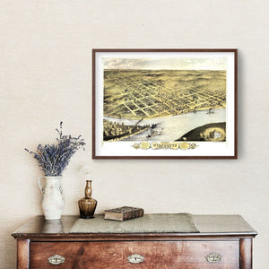 Vintage Map of Wyandotte, Kansas 1869