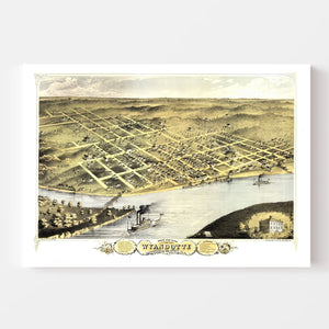 Vintage Map of Wyandotte, Kansas 1869