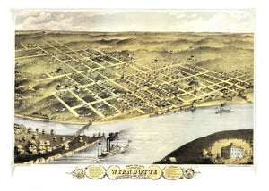 Vintage Map of Wyandotte, Kansas 1869