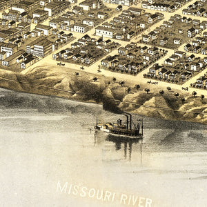 Vintage Map of Leavenworth, Kansas 1869