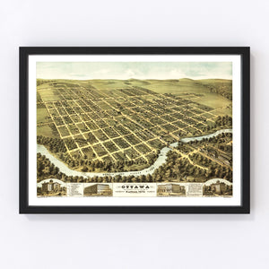 Vintage Map of Ottawa, Kansas 1872
