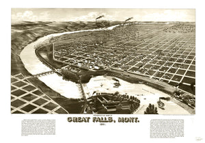 Vintage Map of Great Falls, Montana 1891