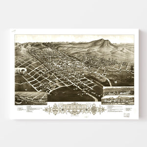 Vintage Map of Helena, Montana 1883