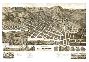 Vintage Map of Helena, Montana 1890