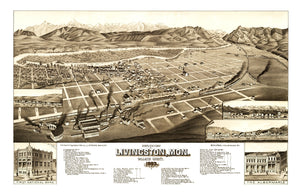 Vintage Map of Livingston, Montana 1883