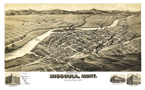 Vintage Map of Missoula, Montana 1891