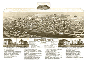 Vintage Map of Cheyenne, Wyoming 1882