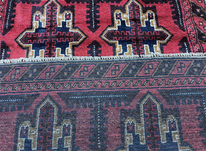 3X5 Vintage Handmade Tribal Wool Rug Balouchi Rug Afghan Rug Red Beige Blue Nice