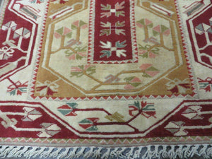 4' X 6' Vintage Handmade Knotted Turkish Kazak Pattern Wool Rug Carpet Nice